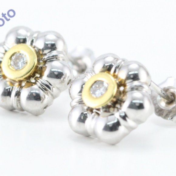 14K Gold Bezel Shape Diamond Studs 0.2 Ct G Si C22000006 - Picture 5 of 5